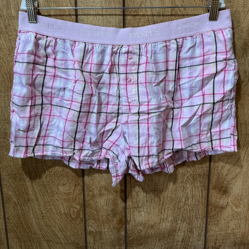 Joyspun Women's Pink Plaid Pajama Shorts